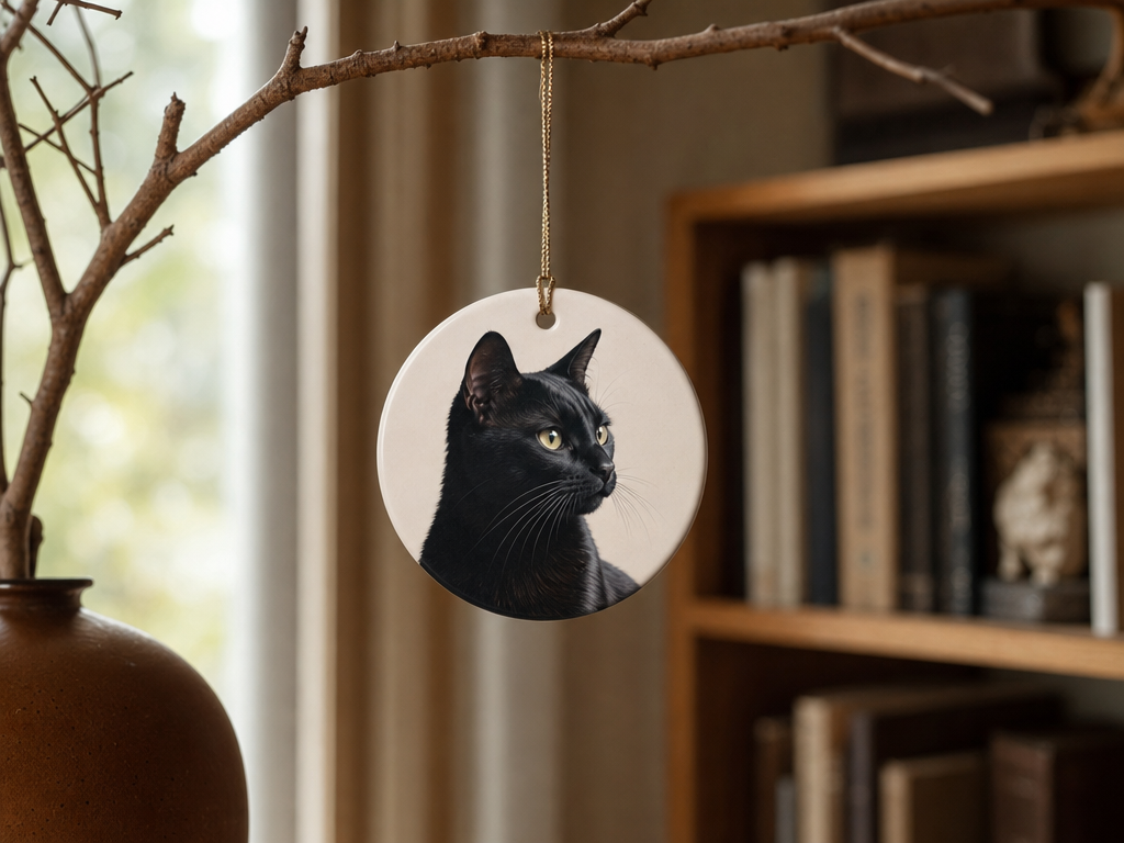 Personalized Black Cat Ornament From Photo