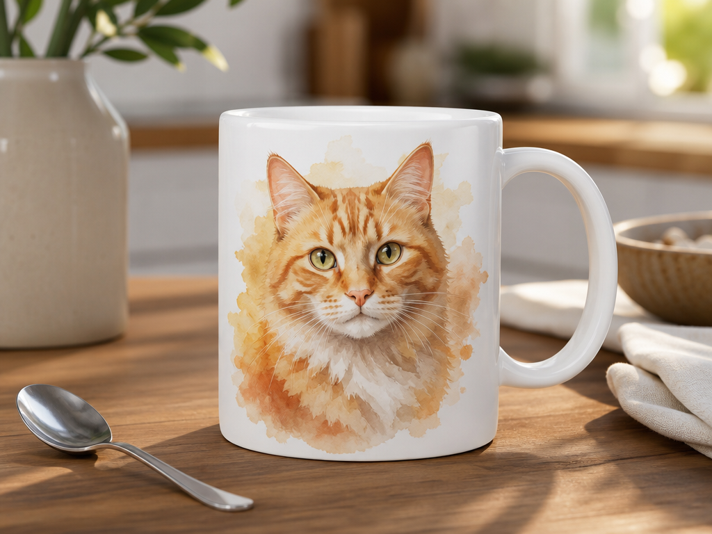 Custom Cat Portrait Mug From Photo