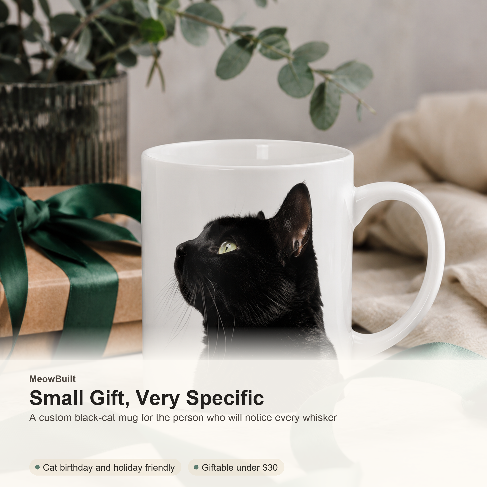 Personalized Black Cat Mug From Photo