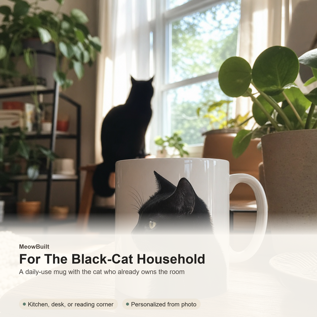 Personalized Black Cat Mug From Photo