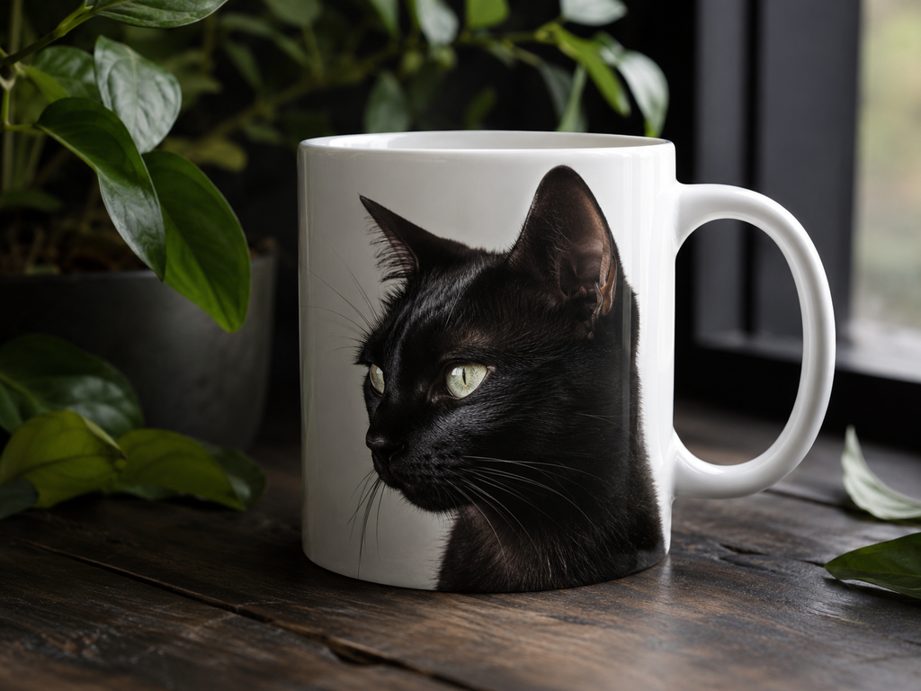 Personalized Black Cat Mug From Photo
