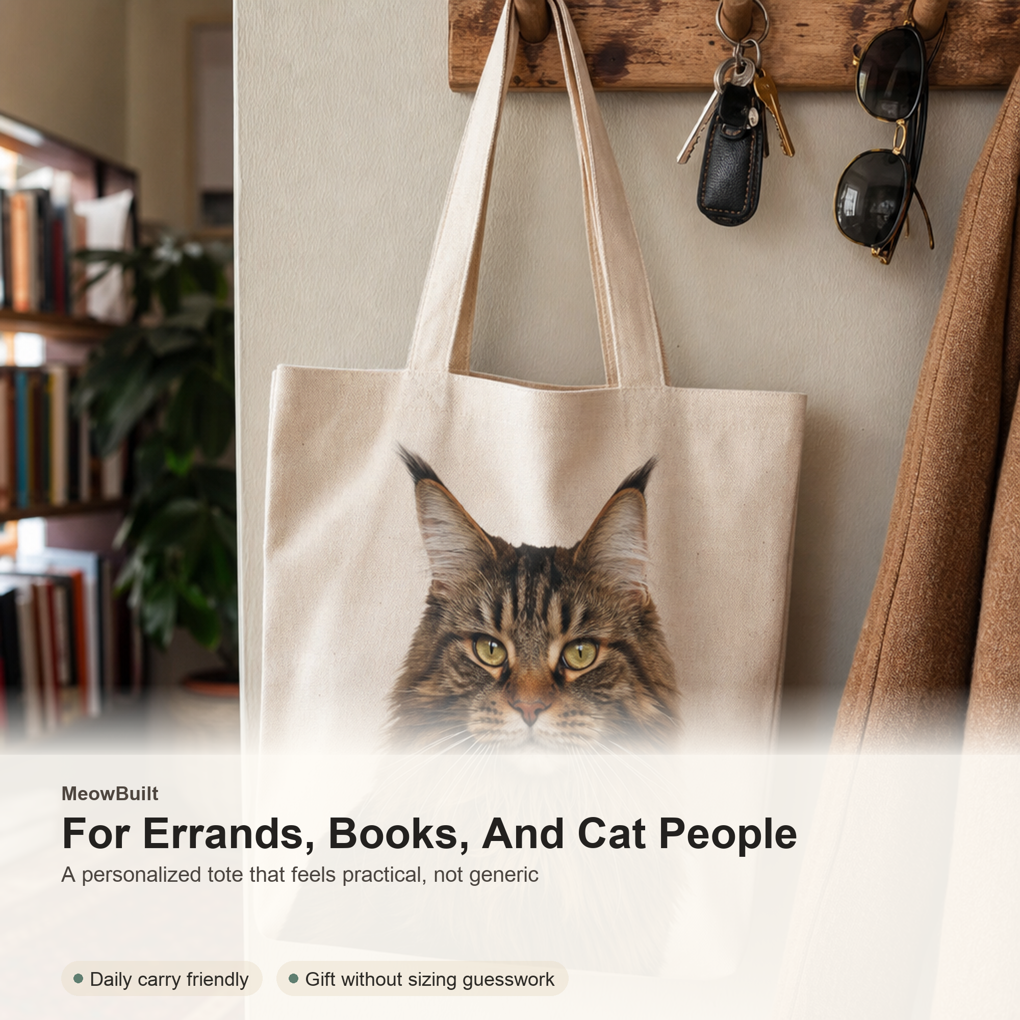 Custom Cat Portrait Tote Bag From Photo