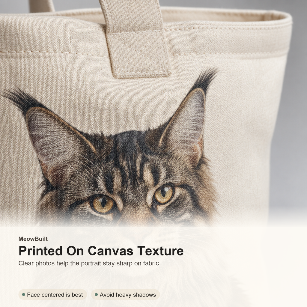 Custom Cat Portrait Tote Bag From Photo