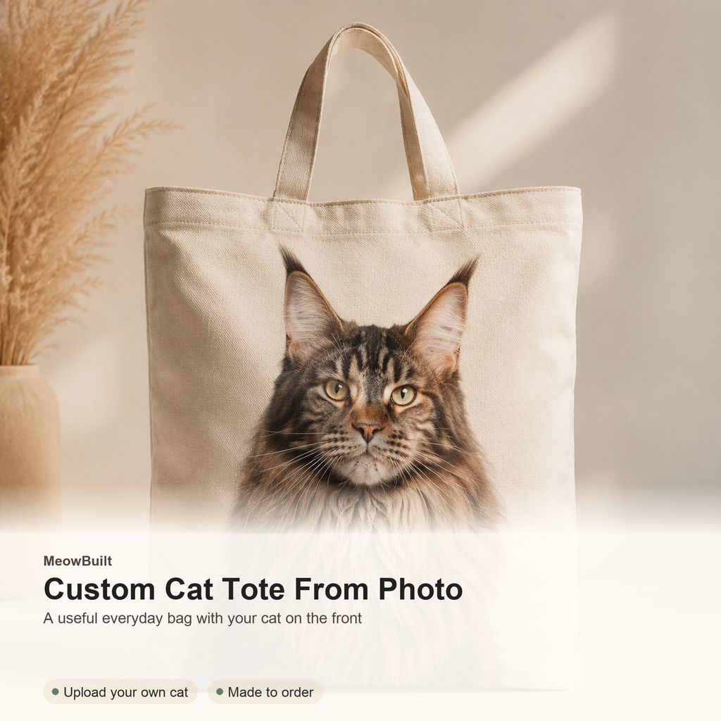 Custom Cat Portrait Tote Bag From Photo