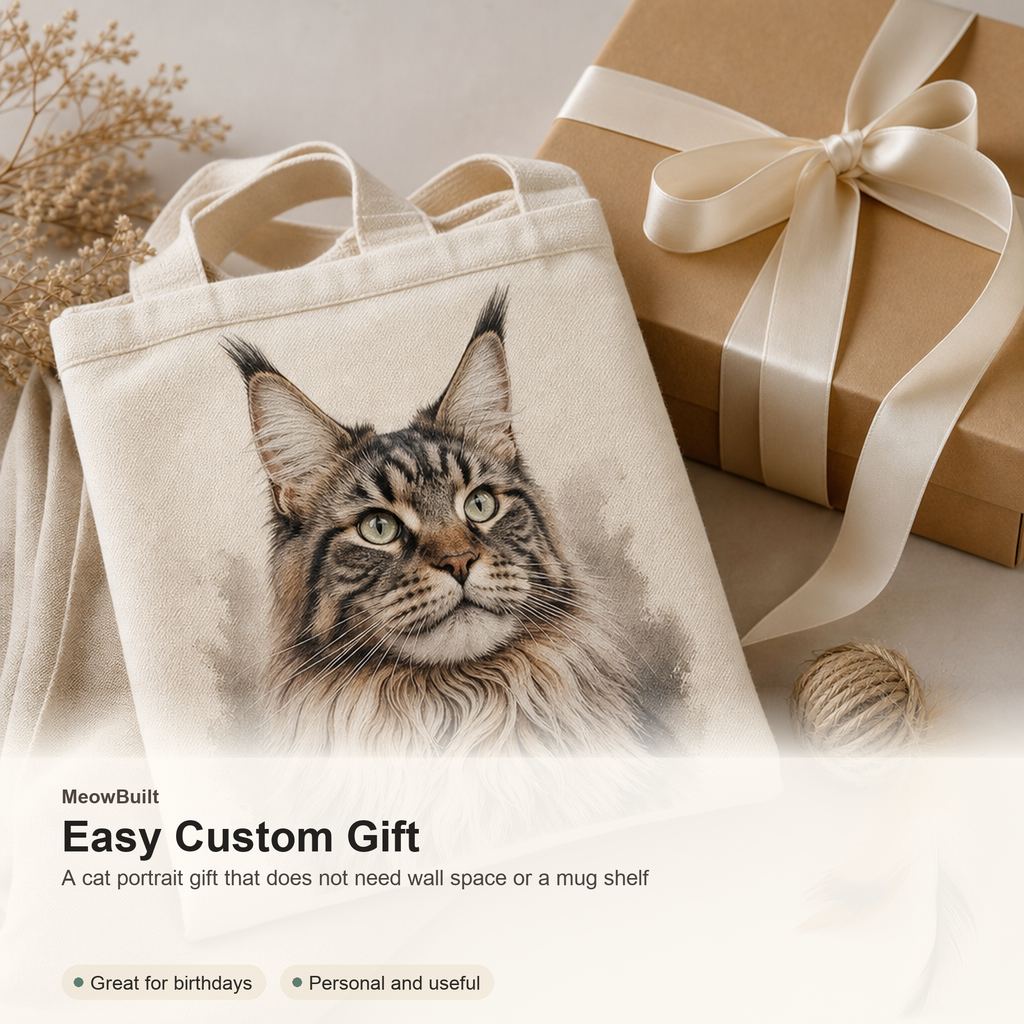 Custom Cat Portrait Tote Bag From Photo